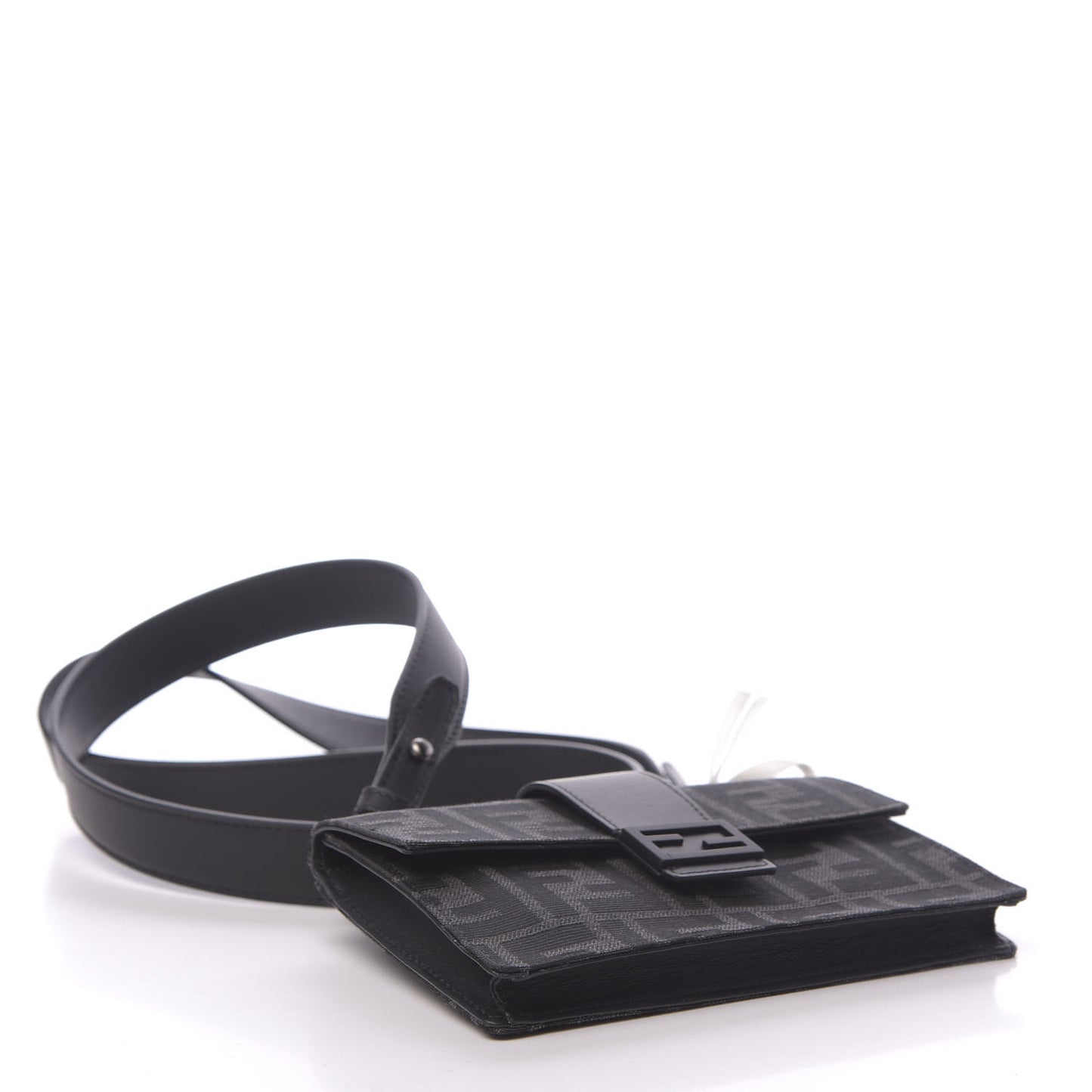 Recycled Fabric Jacquard Vitello Grace FF 1974 Baguette Belt Pouch Asfalto Black