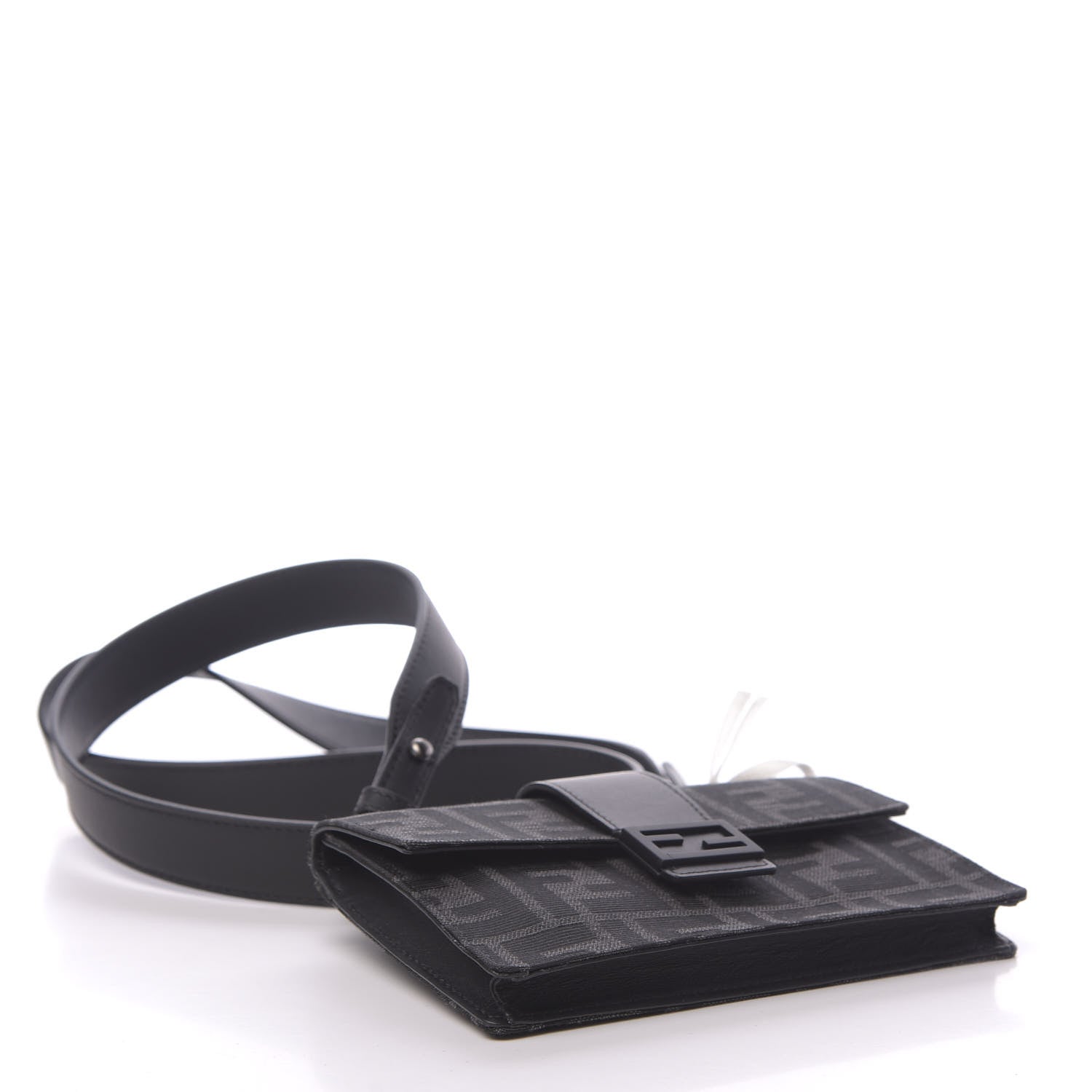 Fendi Recycled Fabric Jacquard Vitello Grace FF 1974 Baguette Belt Pouch Asfalto Black 4 of 10