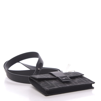 Fendi Recycled Fabric Jacquard Vitello Grace FF 1974 Baguette Belt Pouch Asfalto Black 4 of 10