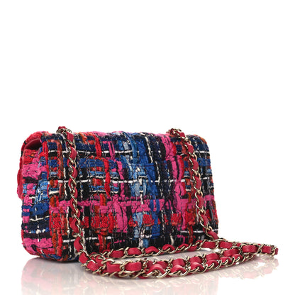 Chanel Tweed Quilted Mini Rectangular Flap Red Pink Black 3 of 10