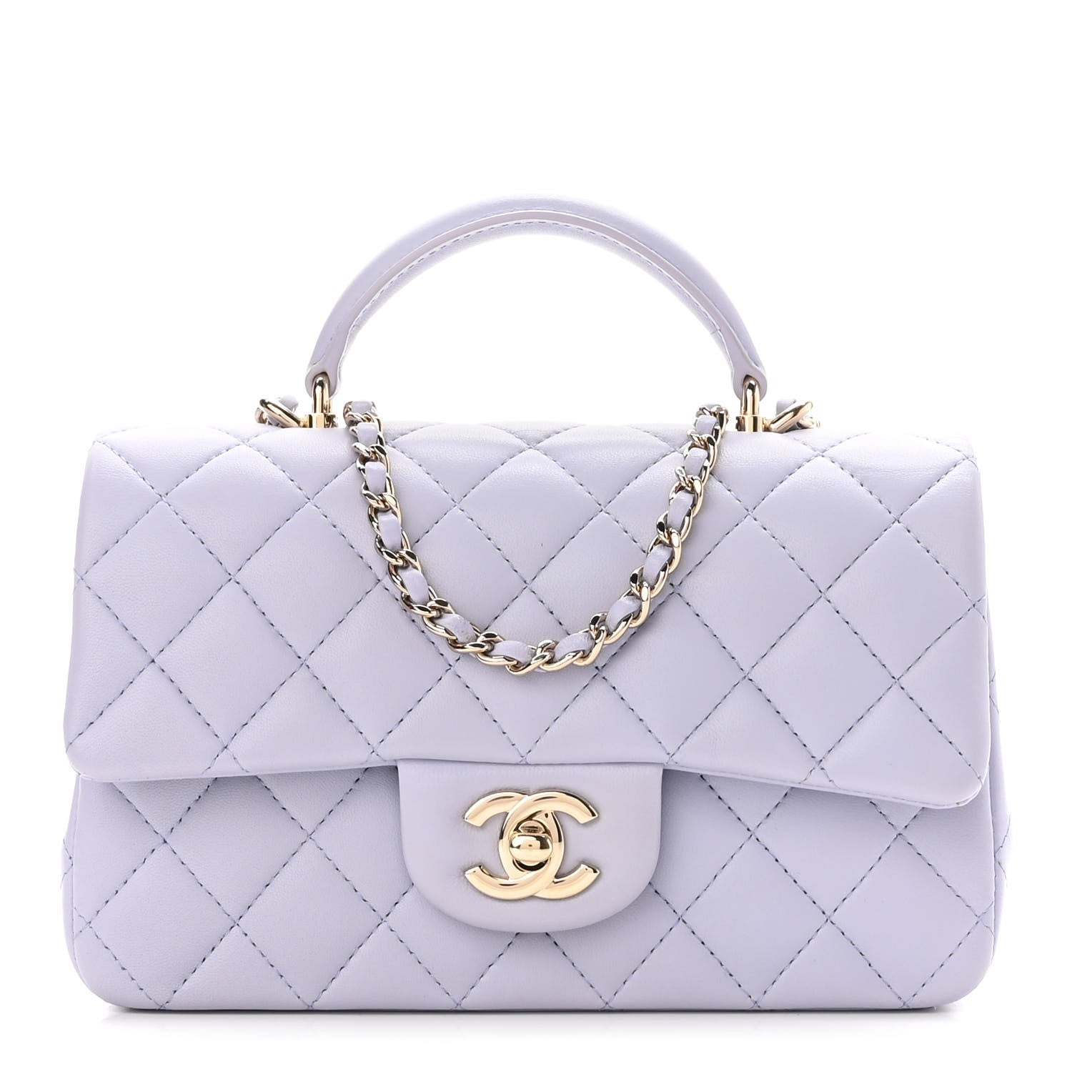 Chanel Lambskin Quilted Mini Top Handle Rectangular Flap Light Purple 1 of 11