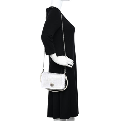 Miu Miu Raffia Beaded Flap Shoulder Flap White 2 of 10