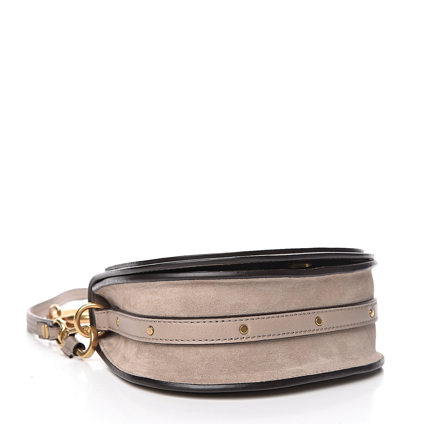 Calfskin Suede Small Nile Bracelet Bag Motty Grey