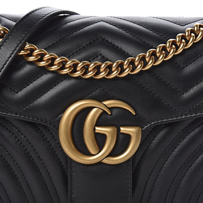 Gucci Calfskin Matelasse Small GG Marmont Shoulder Bag Black 8 of 11
