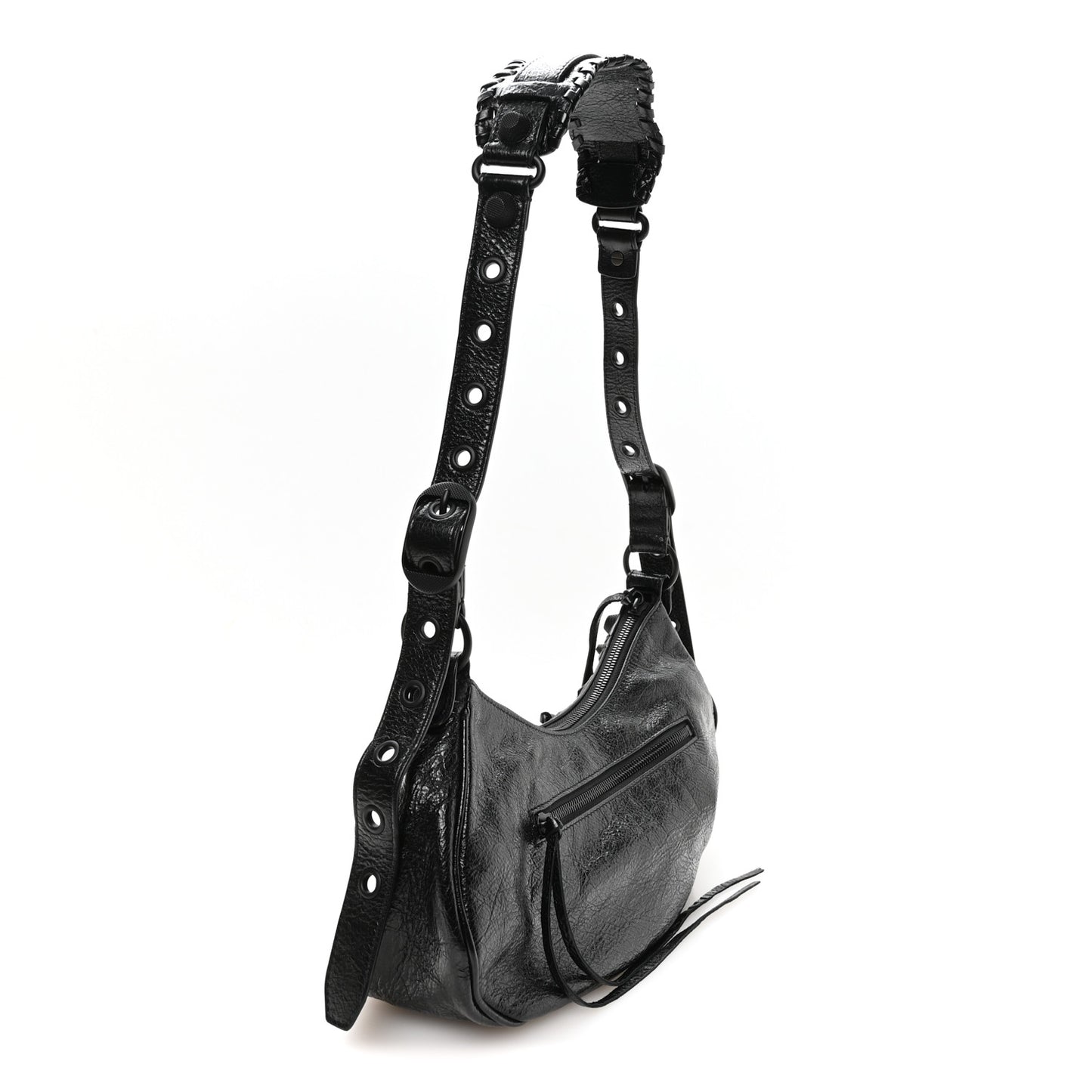 Agneau Arena Monochrome Small Le Cagole Shoulder Bag Black
