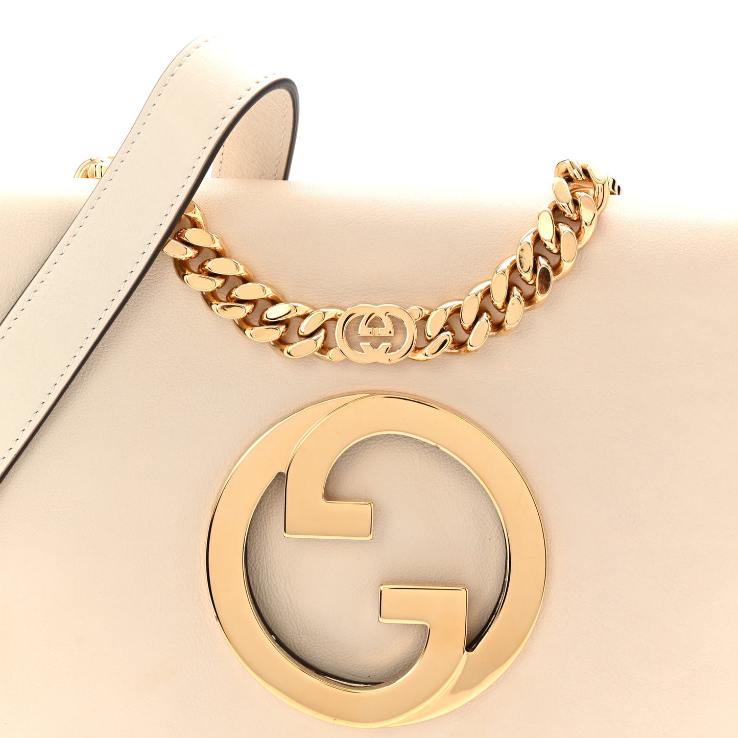 Roxy Calfskin Blondie Chain Shoulder Flap Bag Mystic White