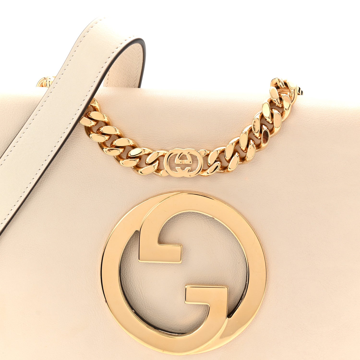 Gucci Roxy Calfskin Blondie Chain Shoulder Flap Bag Mystic White 8 of 10