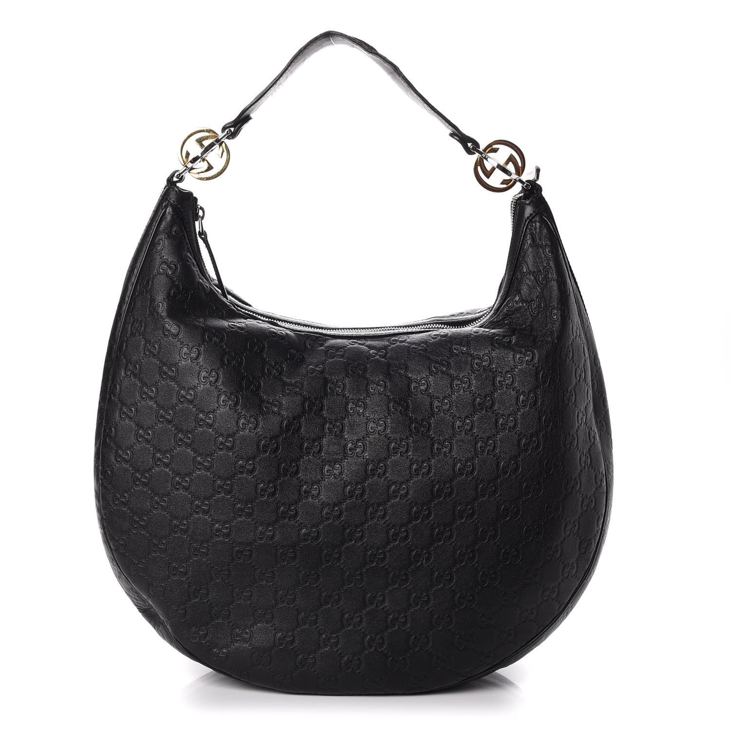 Guccissima Large GG Twins Hobo Black
