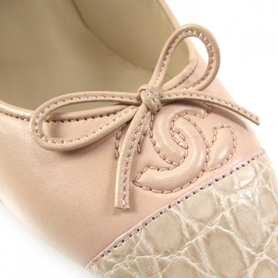 Chanel Leather CC Bow Moc Croc Pumps 36 C 7 of 7