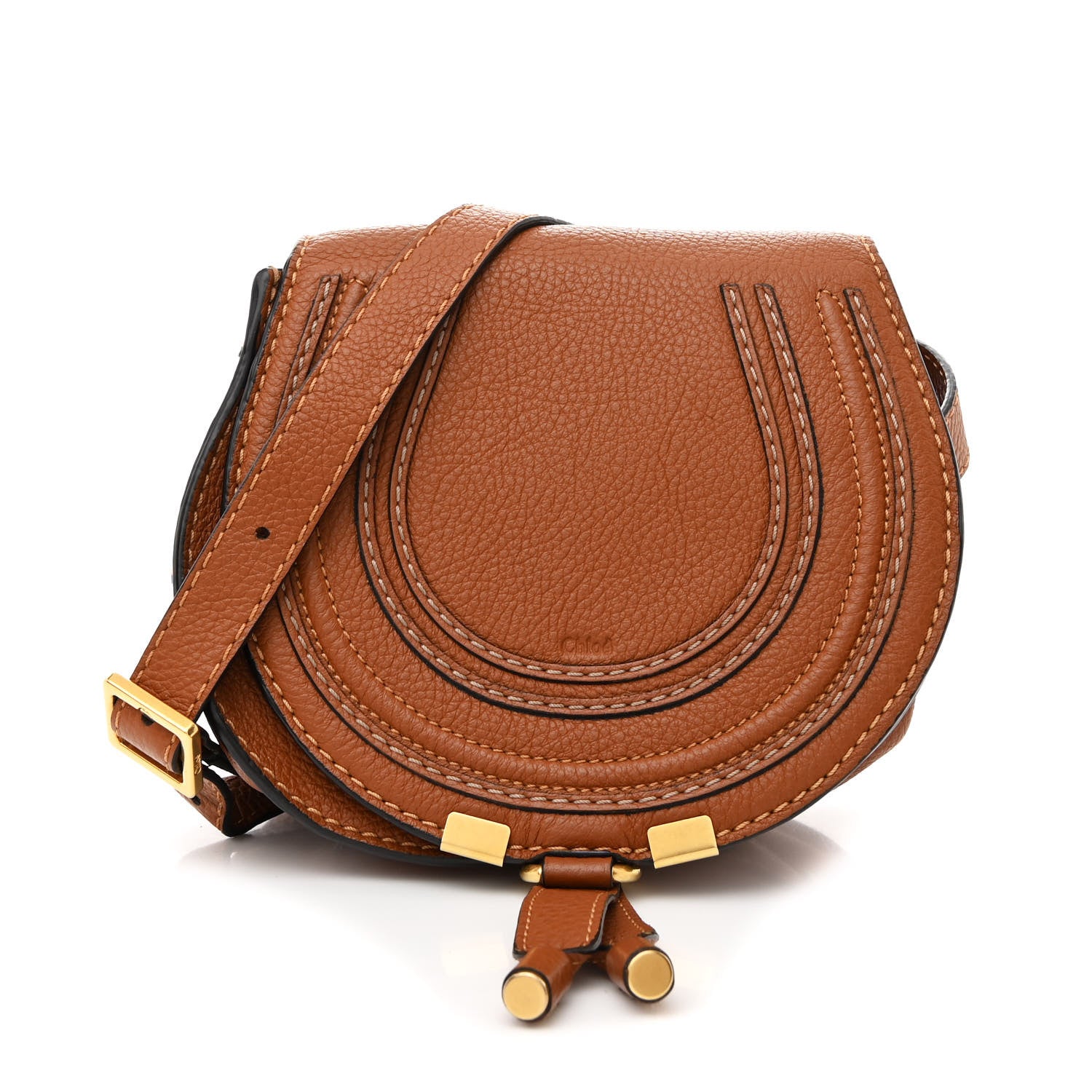 Chloe Grained Calfskin Small Marcie Saddle Bag Tan 1 of 10