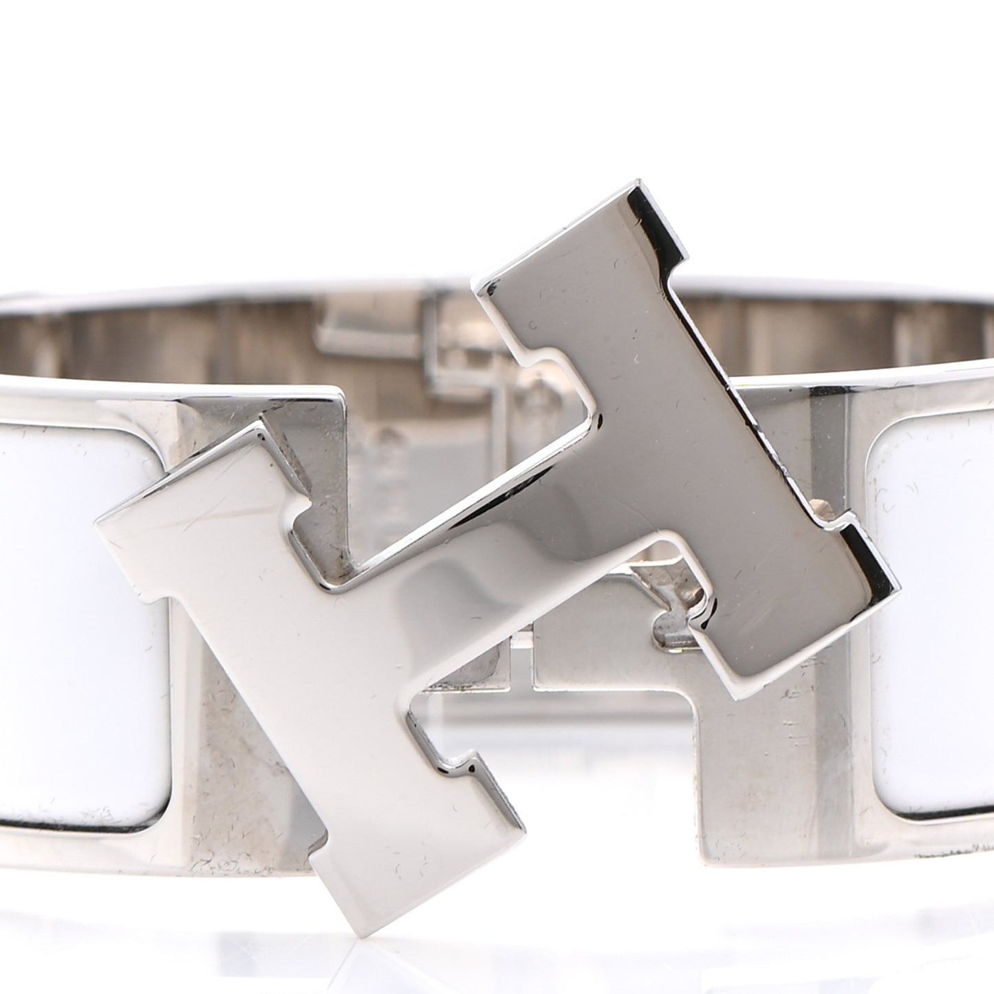 Enamel Wide Clic Clac H Bracelet PM White