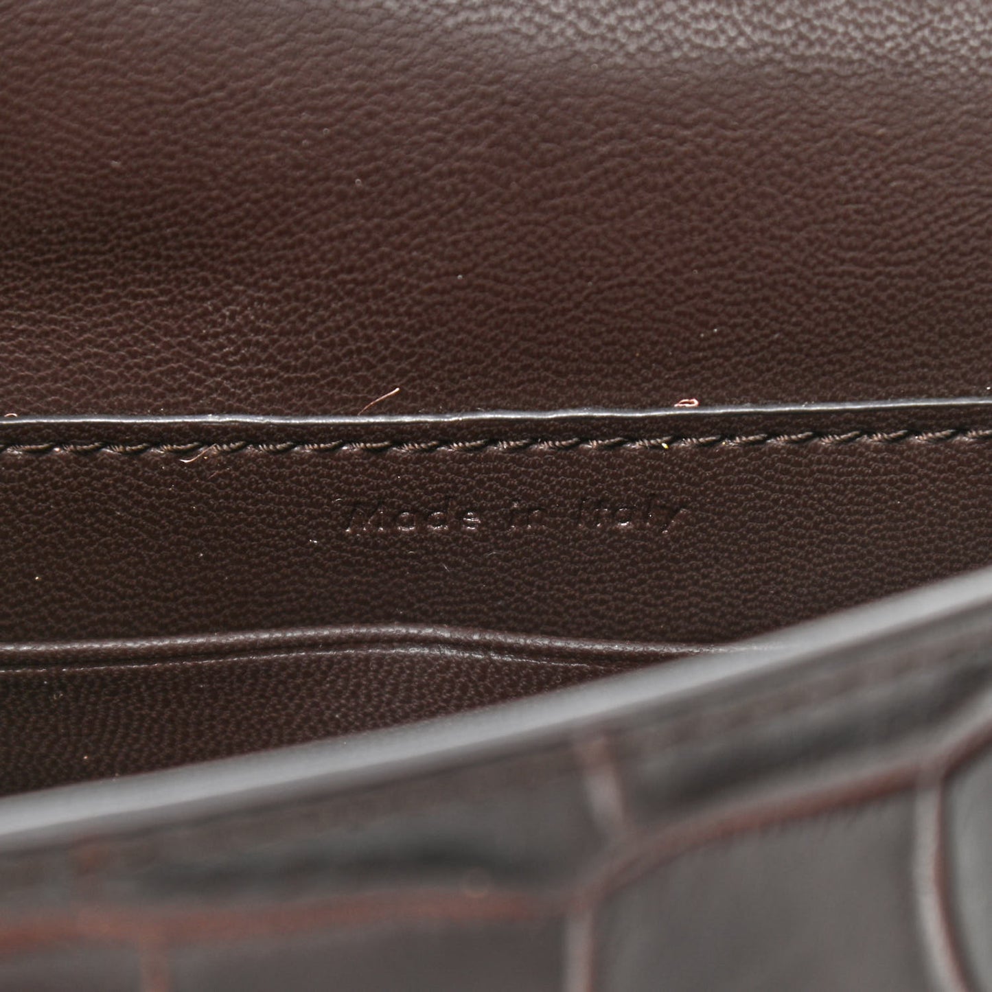 Crocodile Embossed Calfskin Mini Symmetrical Bag Brown