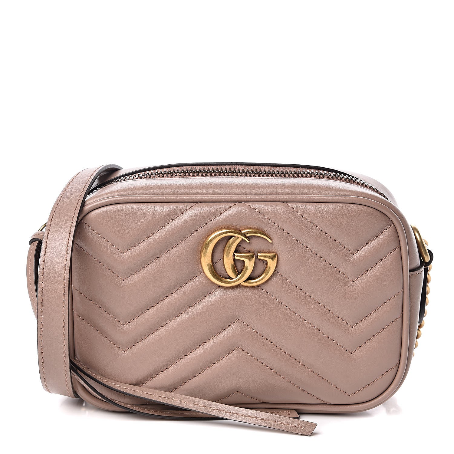 Gucci Calfskin Matelasse Mini GG Marmont Chain Shoulder Bag Porcelain Rose 1 of 10
