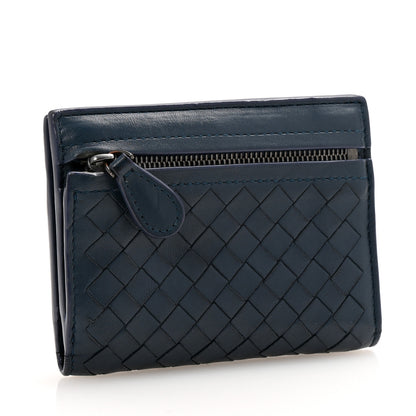 Bottega Veneta Nappa Intrecciato Bifold Zip Wallet Navy 3 of 10