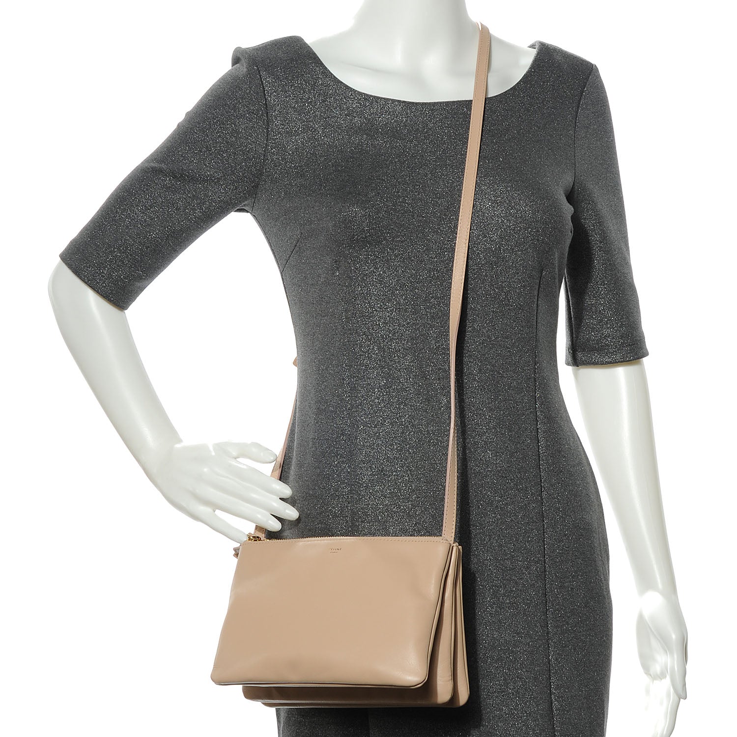 Celine Leather Trio Crossbody Bag Powder 2 of 8