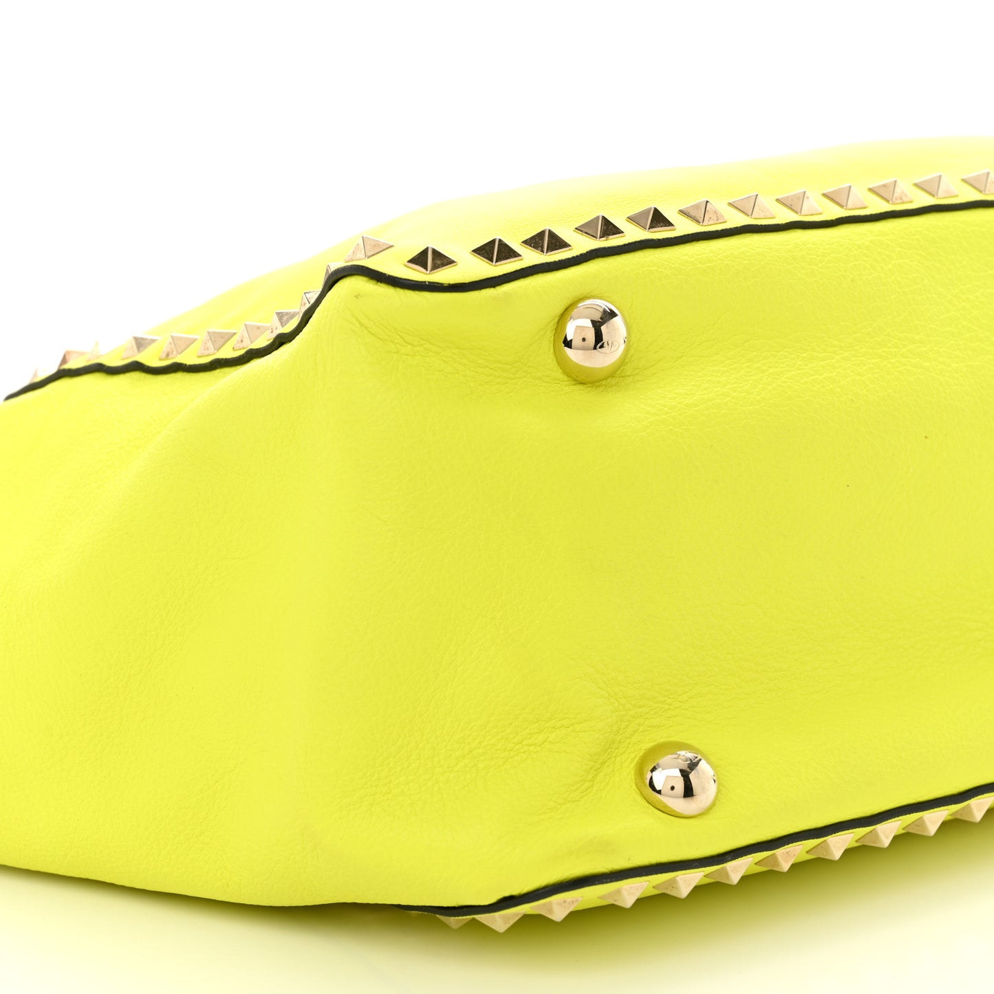 Vitello Medium Rockstud Tote Yellow Fluo