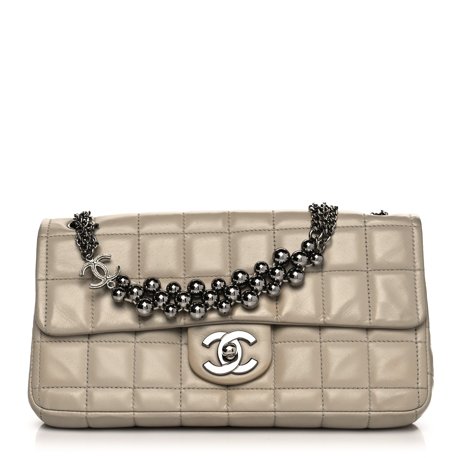 Chanel Lambskin East West Chocolate Bar Chain Flap Grey 1 of 16