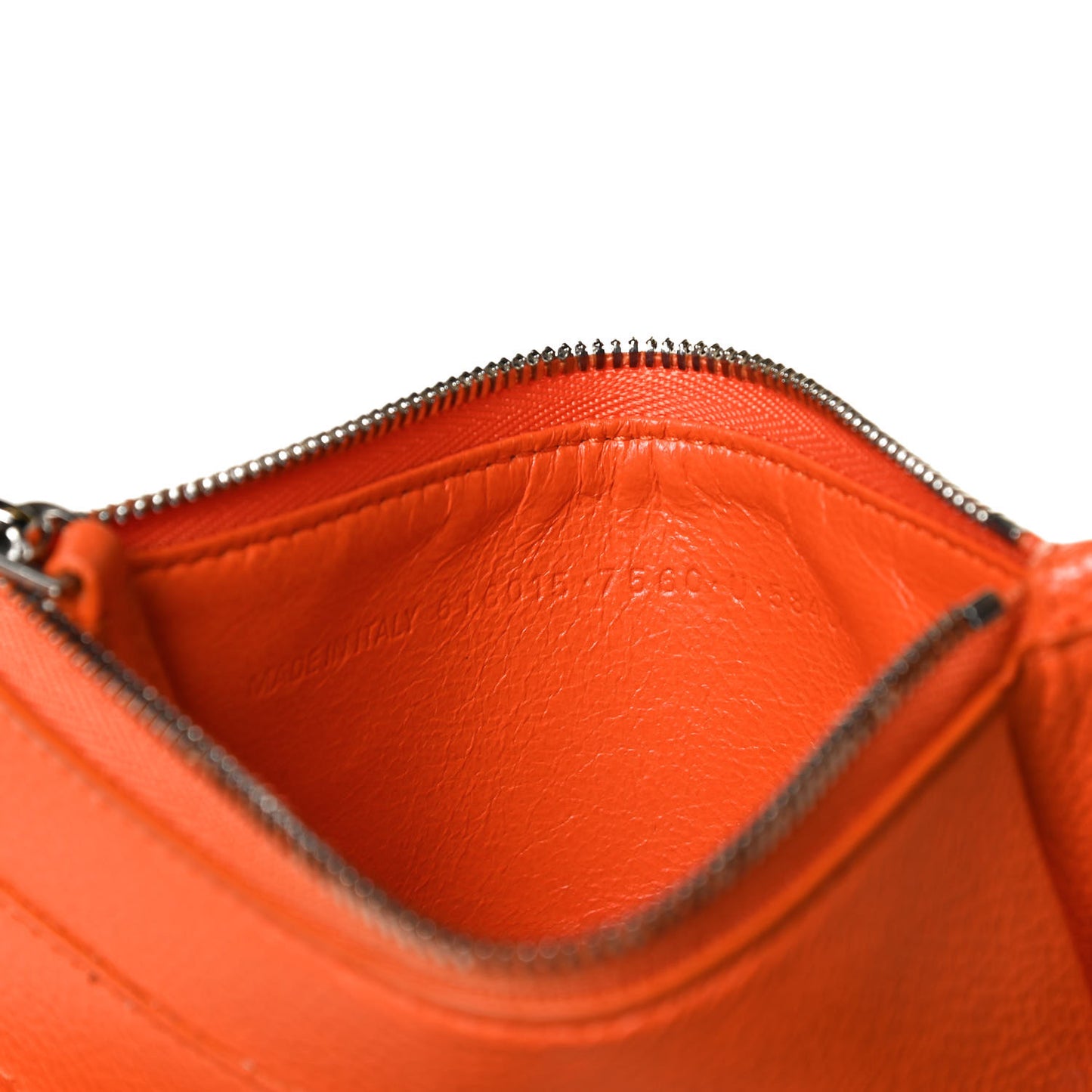 Grained Calfskin Logo Cash Passport Photo ID Zip Holder Fluo Orange Black