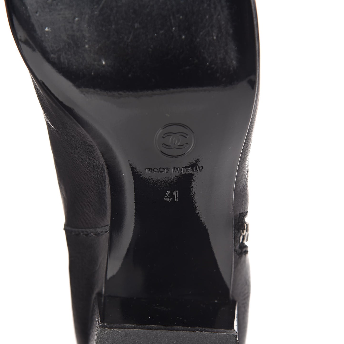 Calfskin Zipper Buckle Knee High Tall Boots 41 Black