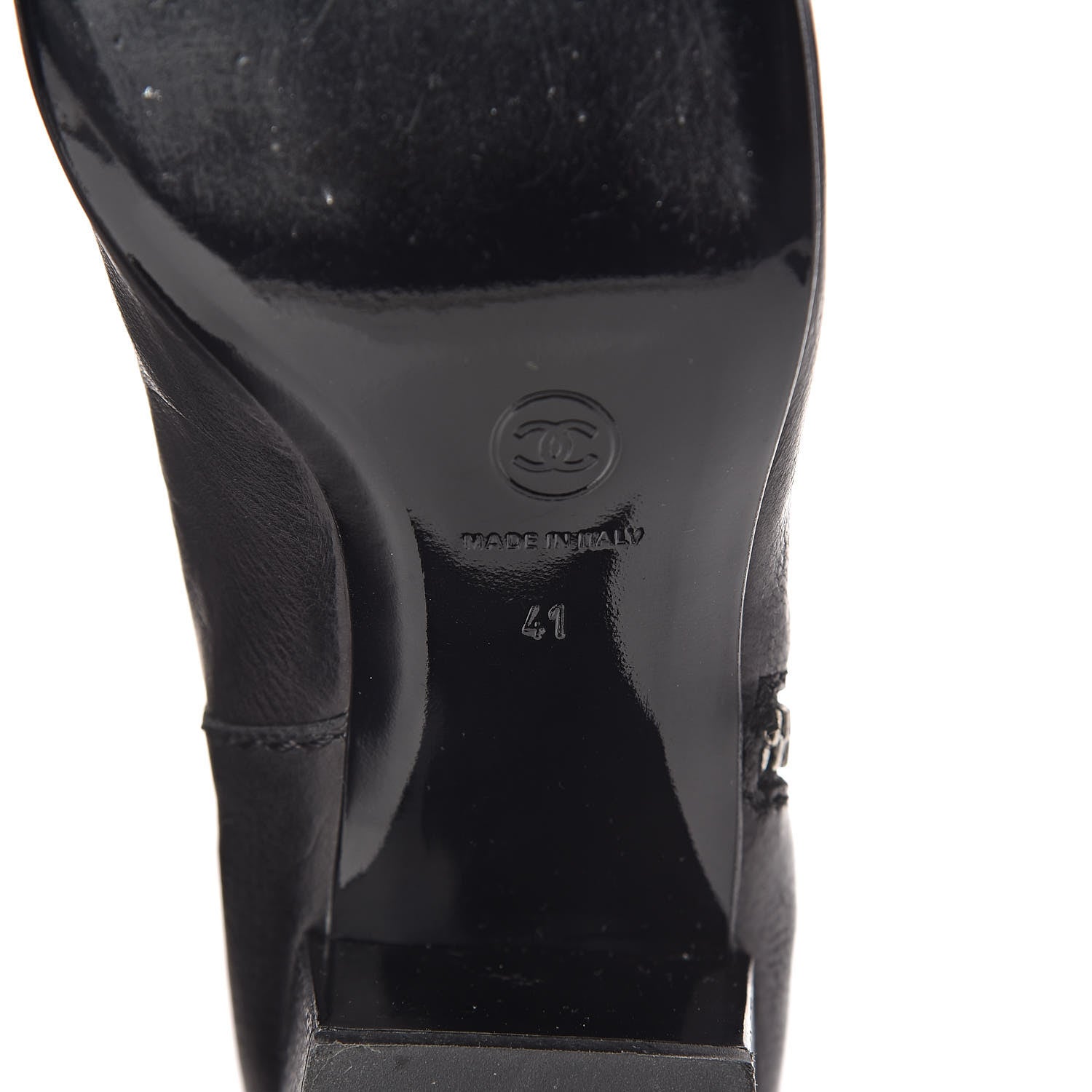 Chanel Calfskin Zipper Buckle Knee High Tall Boots 41 Black 7 of 9