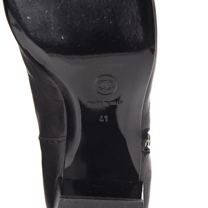 Chanel Calfskin Zipper Buckle Knee High Tall Boots 41 Black 7 of 9