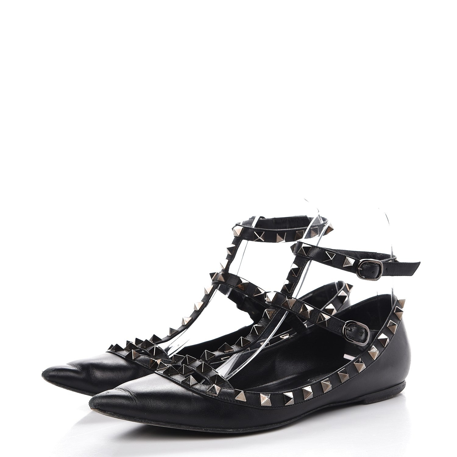 Valentino Garavani Nappa Rockstud Cage Ballerina Flats 36.5 Black 3 of 16