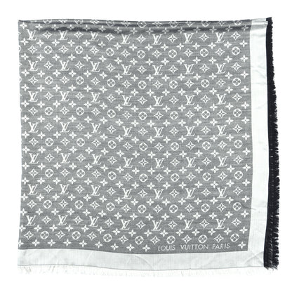 Louis Vuitton Silk Wool Monogram Denim Shawl Black 2 of 4