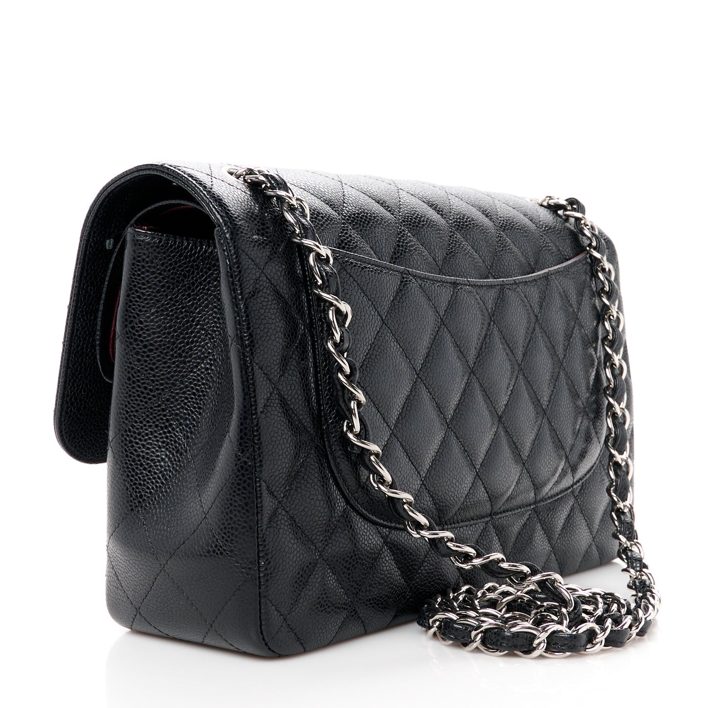 Caviar Quilted Jumbo Double Flap Black