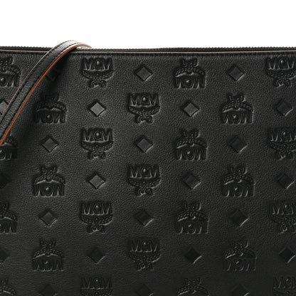 MCM Calfskin Monogram Klara Crossbody Pouch Black 7 of 9