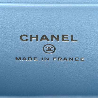 Chanel Lambskin Quilted Small Top Handle Vanity Case With Chain Dark Blue Light Blue 6 of 10