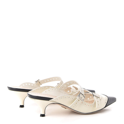 Christian Dior Brushed Calfskin Spectadior 45mm Mules 36 Black Off White 4 of 9