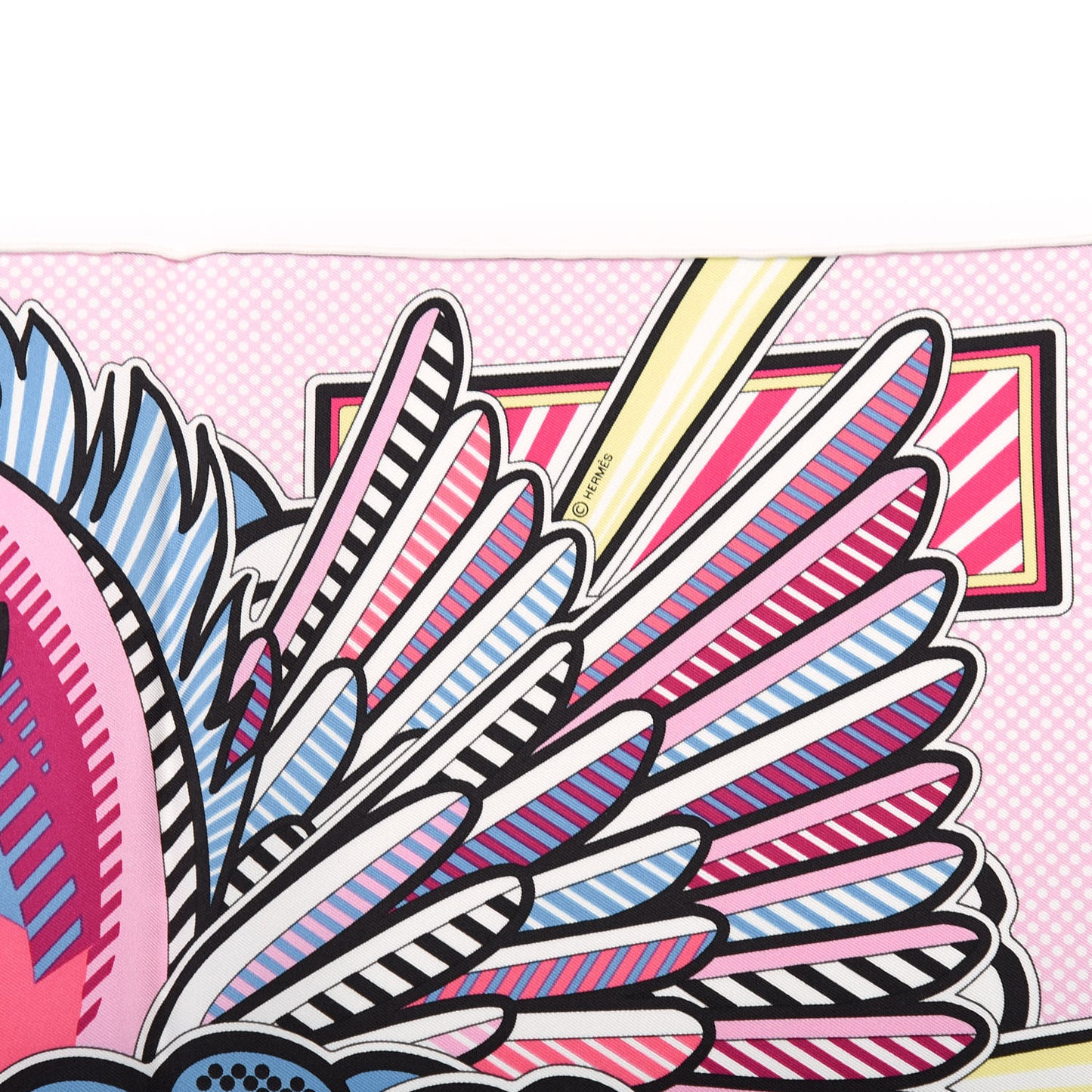 Silk Pegase Pop Pocket Square Rose Bleu Jean Jaune