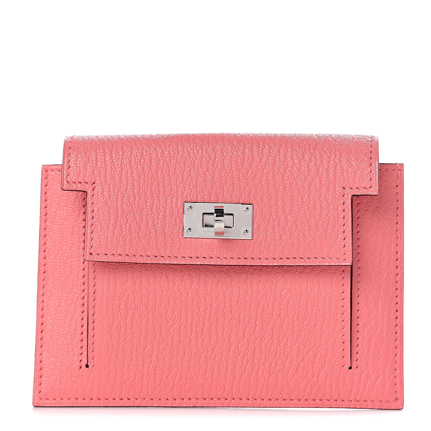 Hermes Chevre Mysore Kelly Pocket Compact Wallet Rose Ete 1 of 8