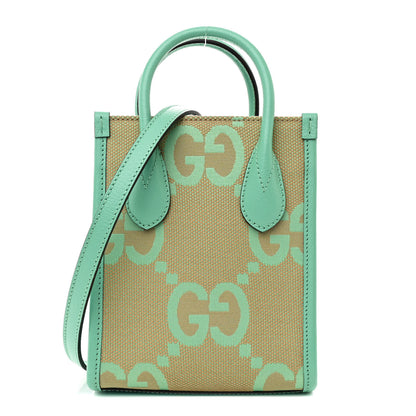 Gucci Monogram Jumbo GG Textured Dollar Calfskin Mini Tote Bag Pepperlight Mint 1 of 10