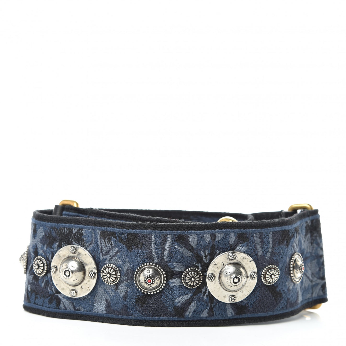 Canvas Embroidered Studded KaleiDiorscopic Adjustable Shoulder Strap Blue