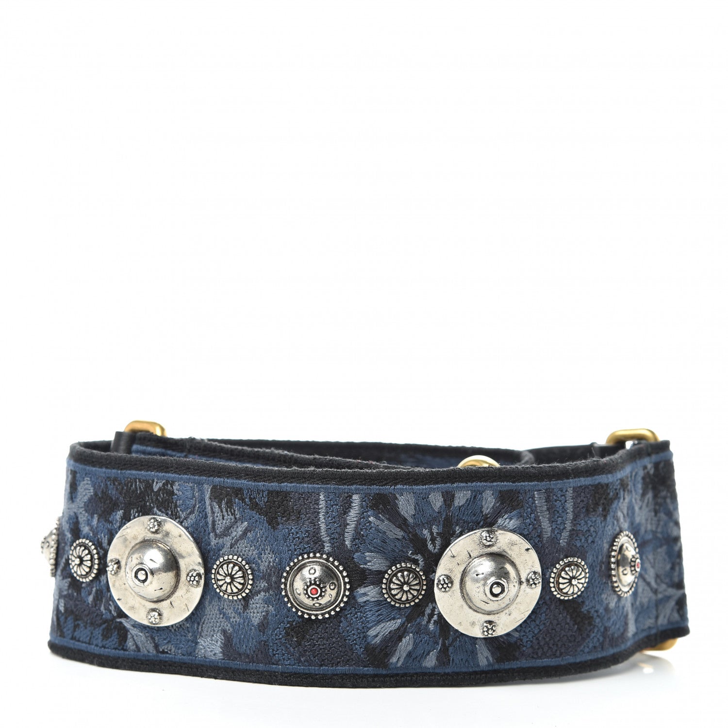 Christian Dior Canvas Embroidered Studded KaleiDiorscopic Adjustable Shoulder Strap Blue 2 of 4