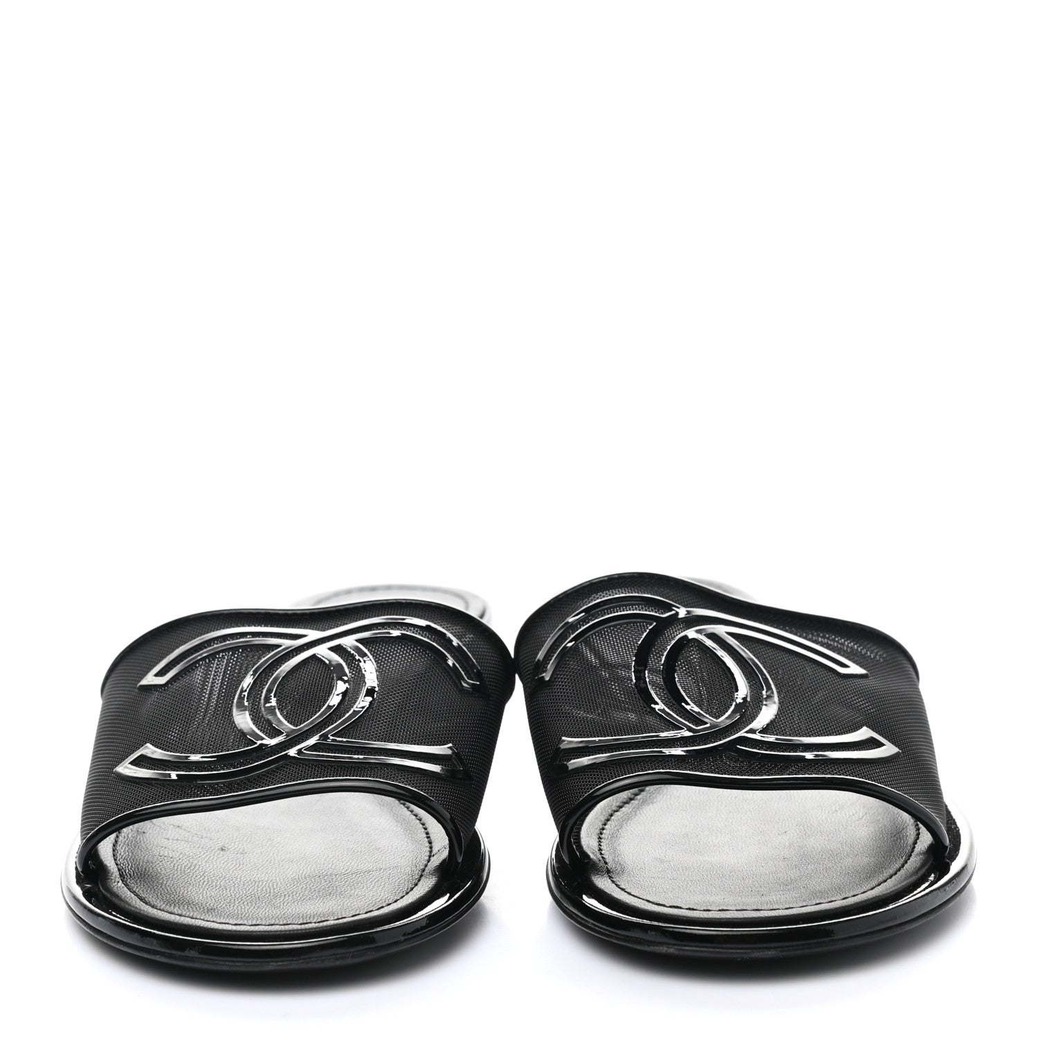 Chanel Mesh Patent Calfskin CC Mules 37 Black 2 of 9