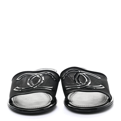 Chanel Mesh Patent Calfskin CC Mules 37 Black 2 of 9