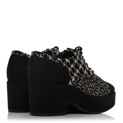 Chanel Tweed Lace Up Platform Oxfords 37 Black Multicolor 4 of 12