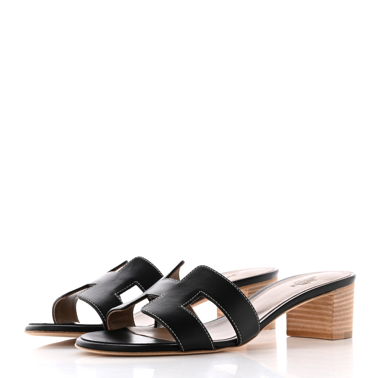 Hermes Calfskin Oasis Sandals 38 Black 3 of 16