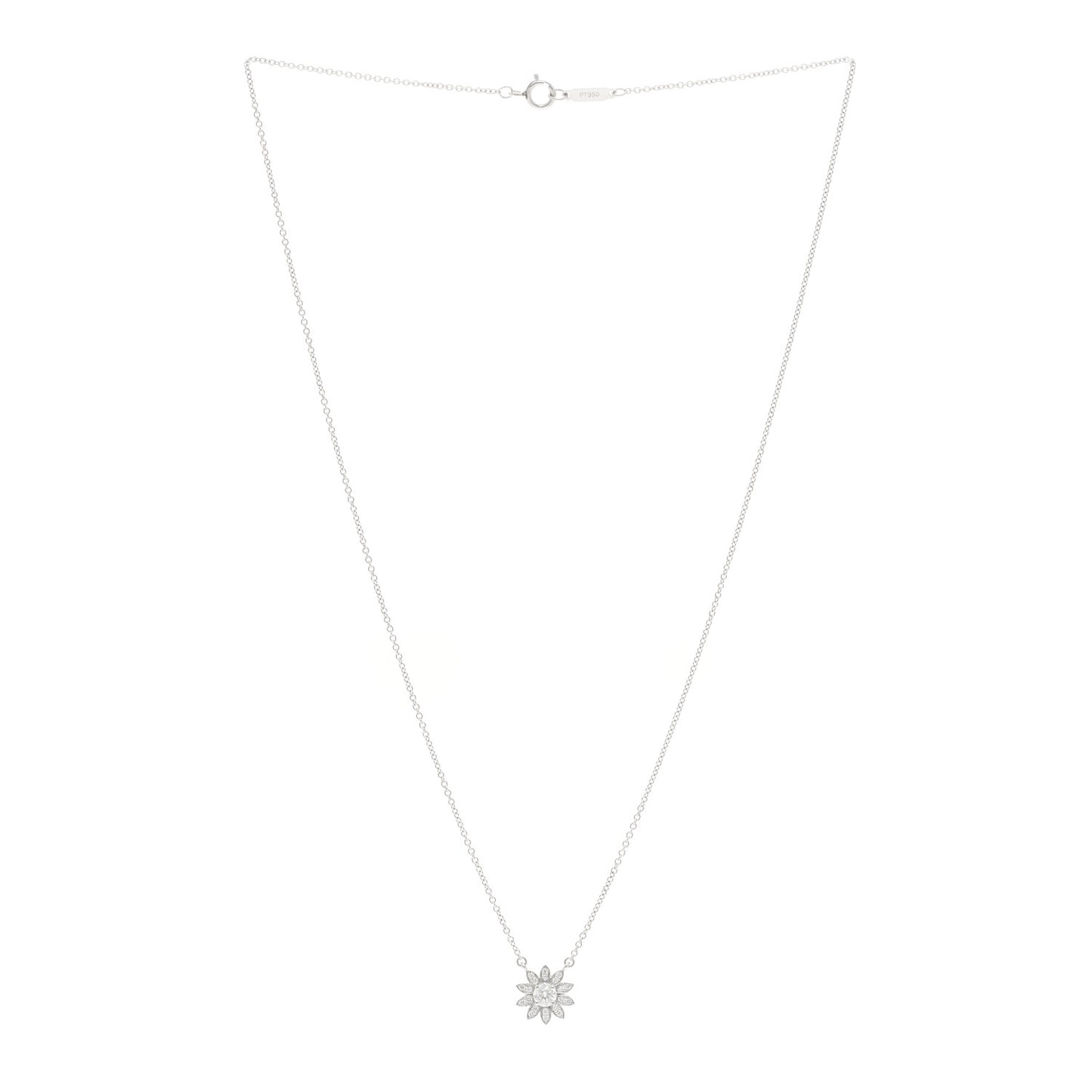 Platinum Diamond Small Sunflower Pendant Necklace