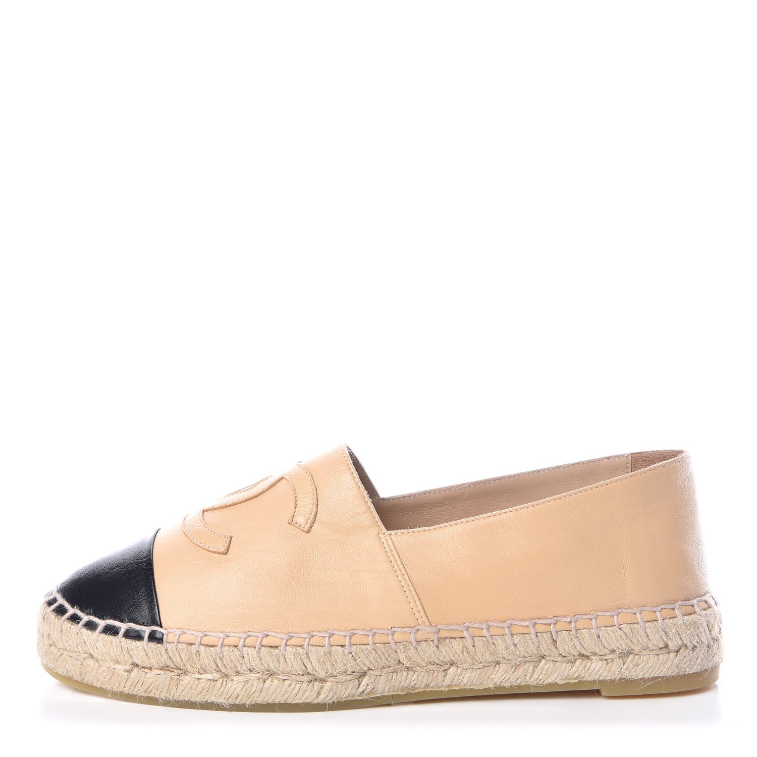 Chanel Lambskin CC Espadrilles 38 Beige Black 1 of 11