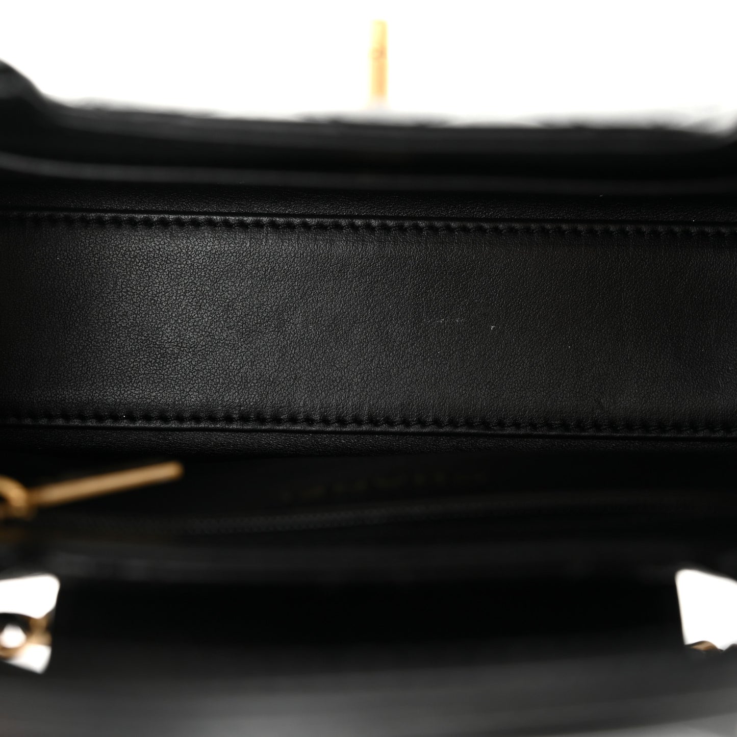 Shiny Aged Calfskin Quilted Nano Kelly Shopper Black