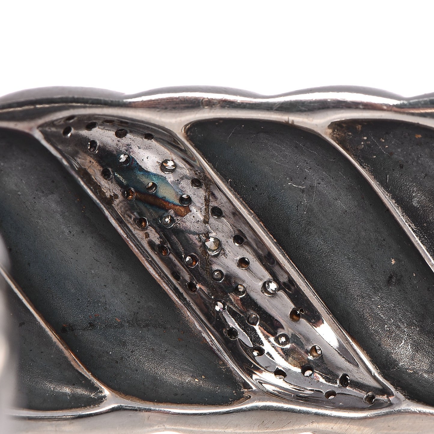 Sterling Silver Diamond 24mm Sculpted Cable Cuff