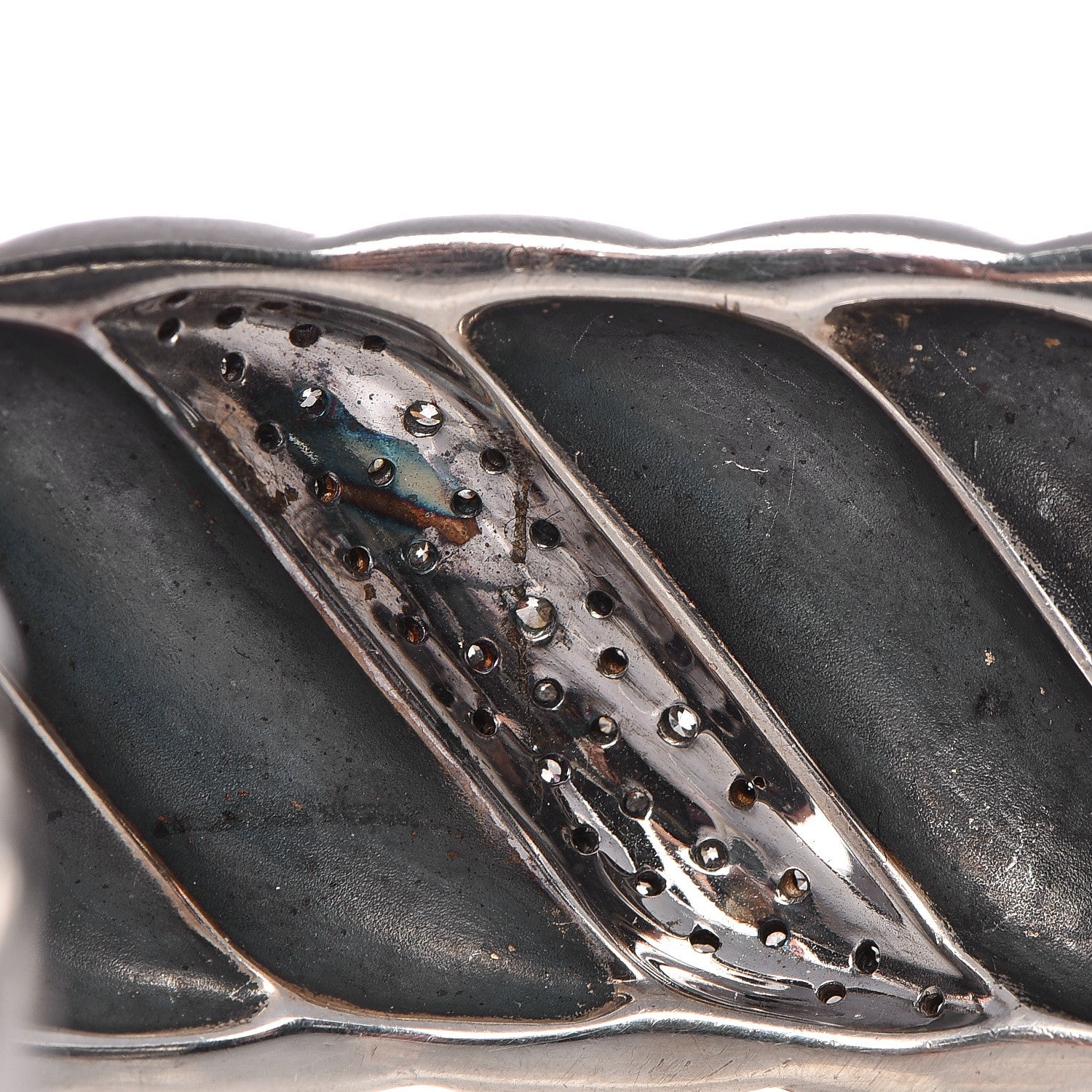 David Yurman Sterling Silver Diamond 24mm Sculpted Cable Cuff 6 of 8