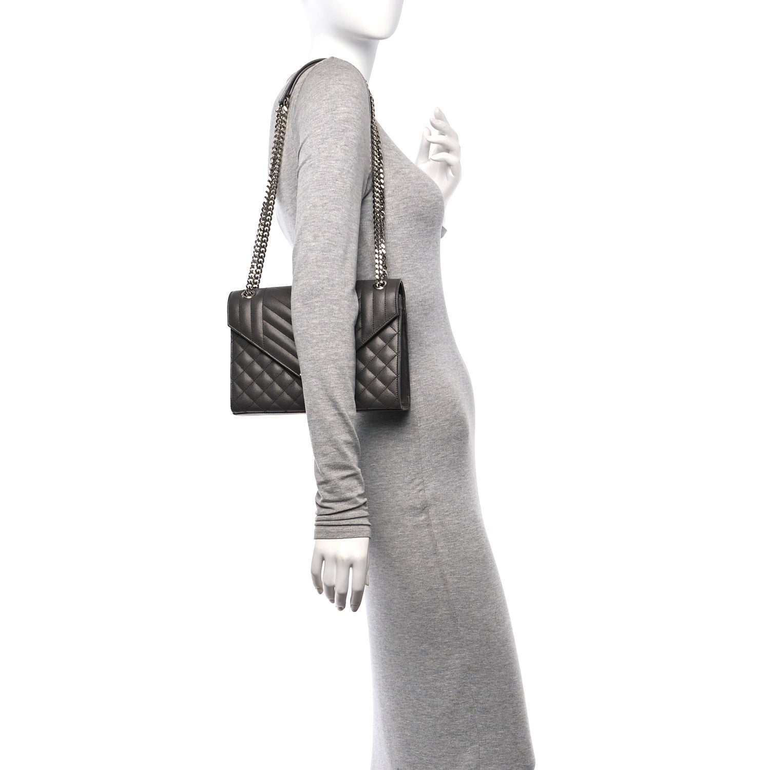 Saint Laurent Grain De Poudre Textured Mixed Matelasse Medium Triquilt Monogram Satchel Earth 2 of 9