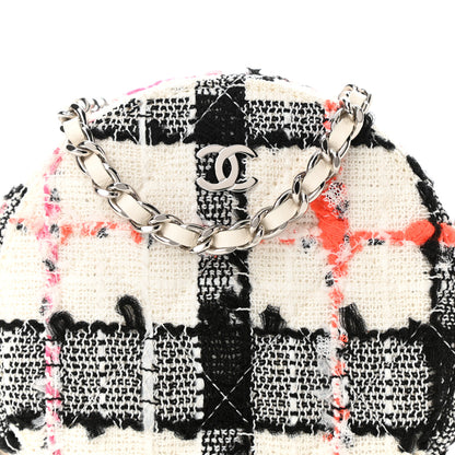 Chanel Tweed Quilted Round Clutch With Chain Black White Multicolor 7 of 10