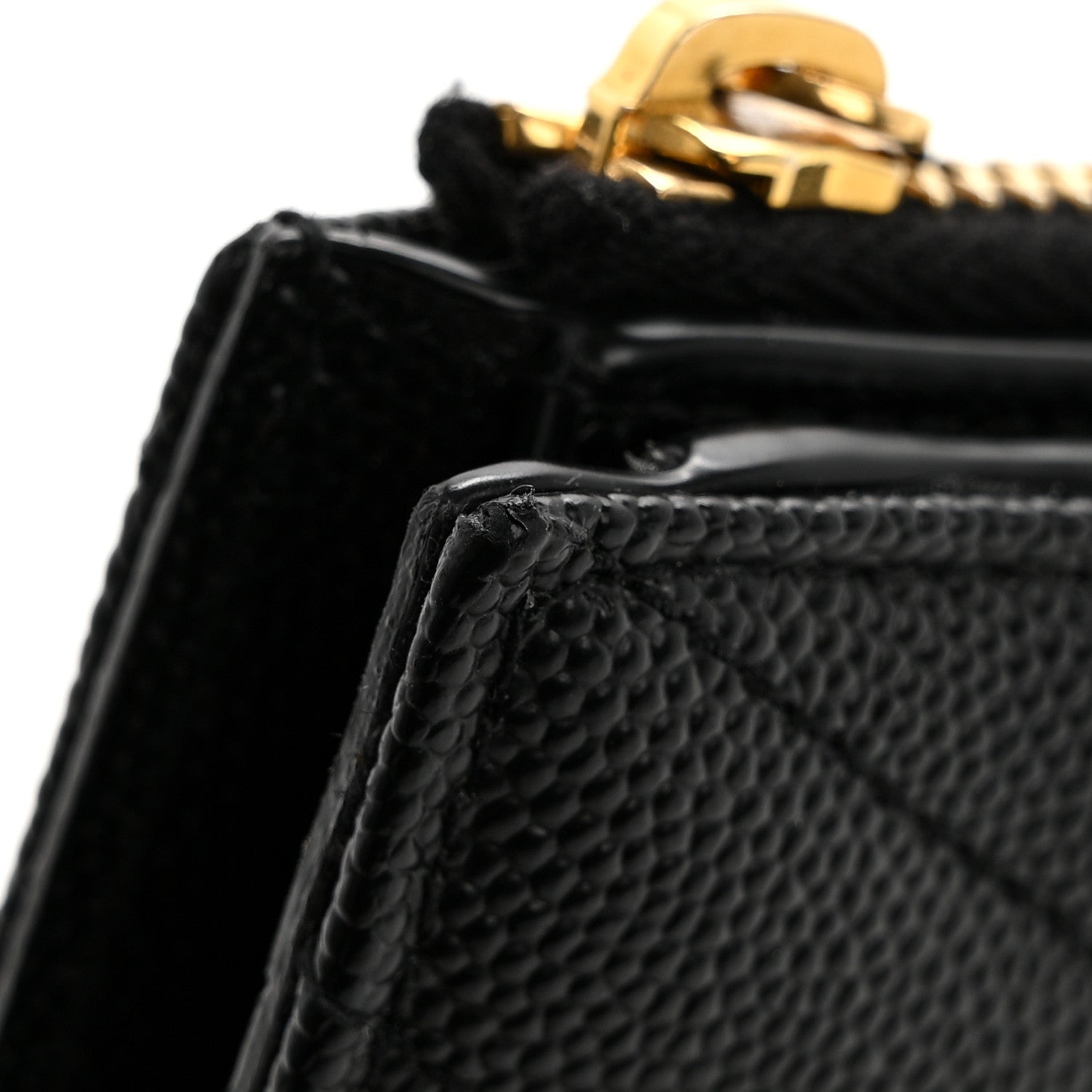 Saint Laurent Grain De Poudre Matelasse Chevron Monogram Zipped Card Case Black 12 of 13