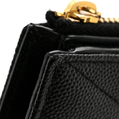 Saint Laurent Grain De Poudre Matelasse Chevron Monogram Zipped Card Case Black 12 of 13
