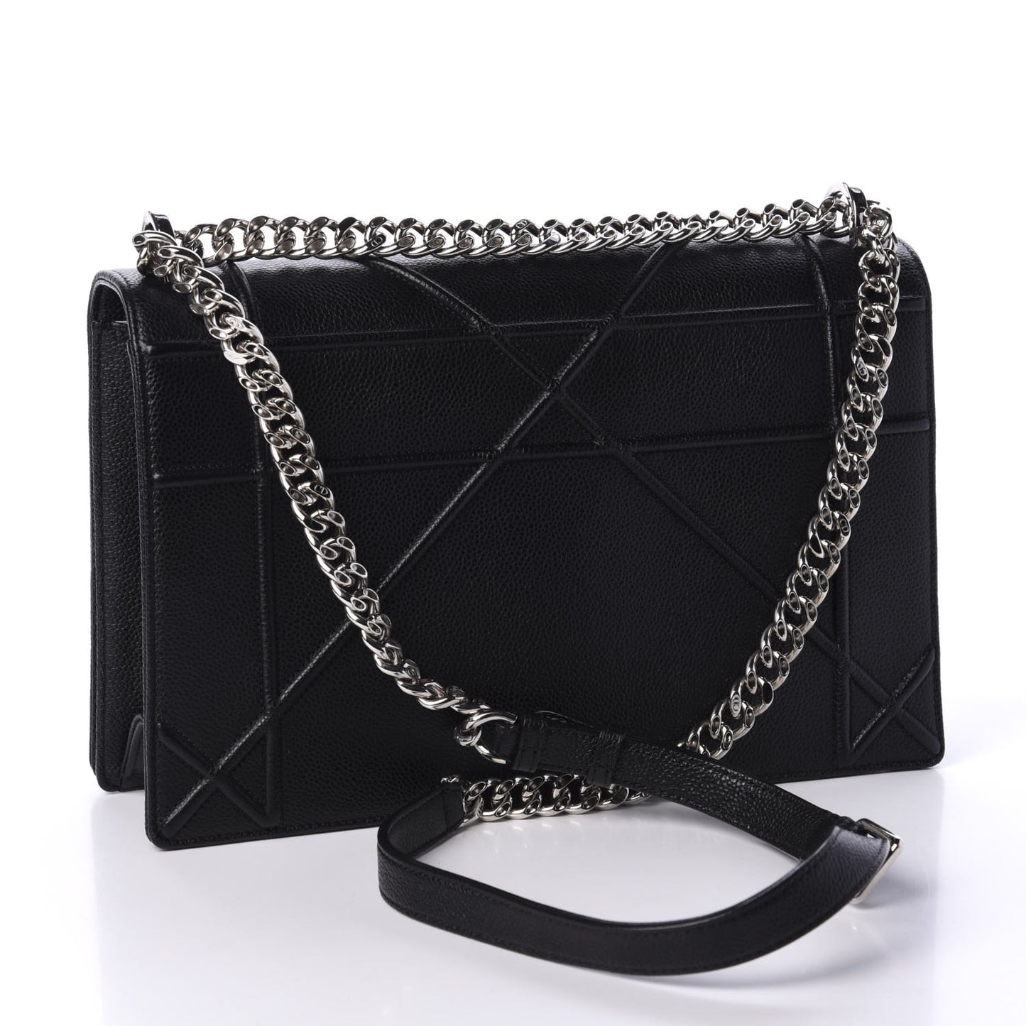 Grained Calfskin Large Diorama Flap Bag Black